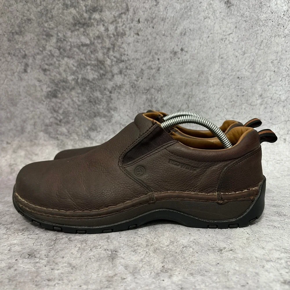 Red Wing StitchMax Slip-On Mens 10 Brown Safety Toe Work Shoe 6702 Aluminum Toe